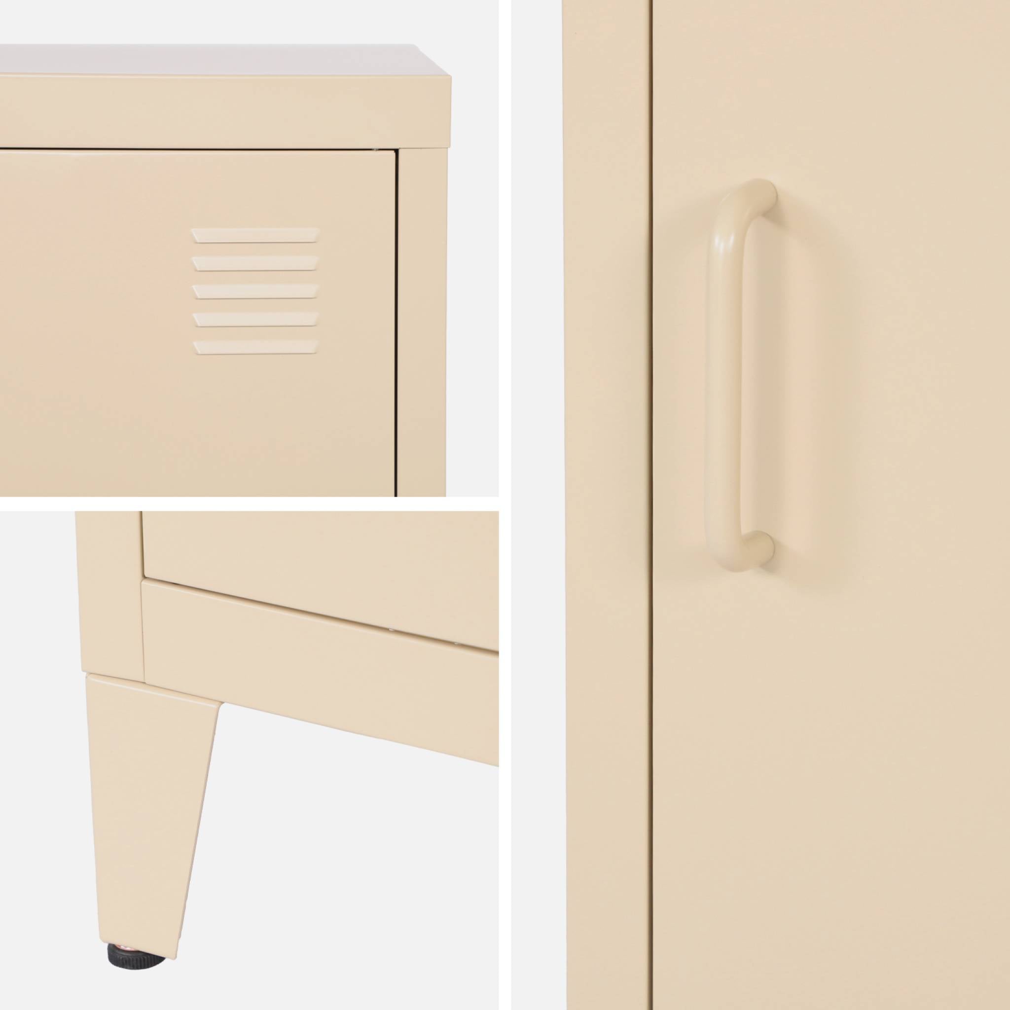 Set 2 comodini industriali, 1 anta, beige