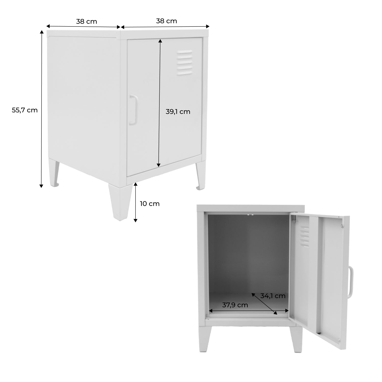 Set di 2 comodini in metallo a 1 anta, verde