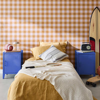 Set di 2 comodini industriali, 1 anta, blu