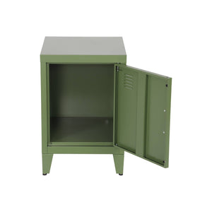 Set di 2 comodini industriali, 1 anta, verde kaki