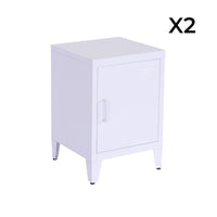 Set di 2 comodini industriali, 1 anta, lilas