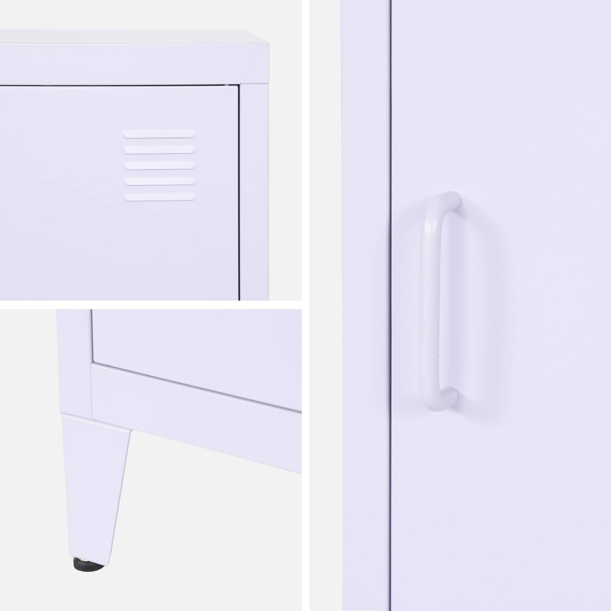 Set di 2 comodini industriali, 1 anta, lilas