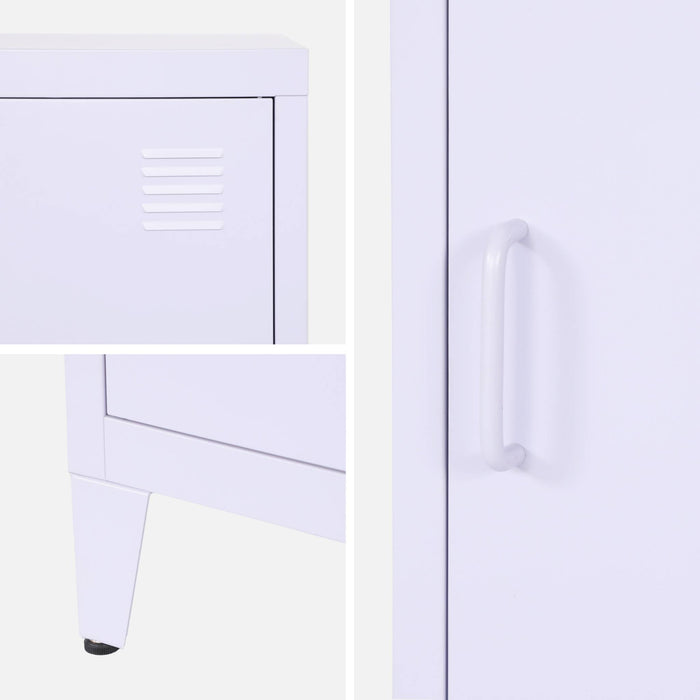 Set di 2 comodini industriali, 1 anta, lilas