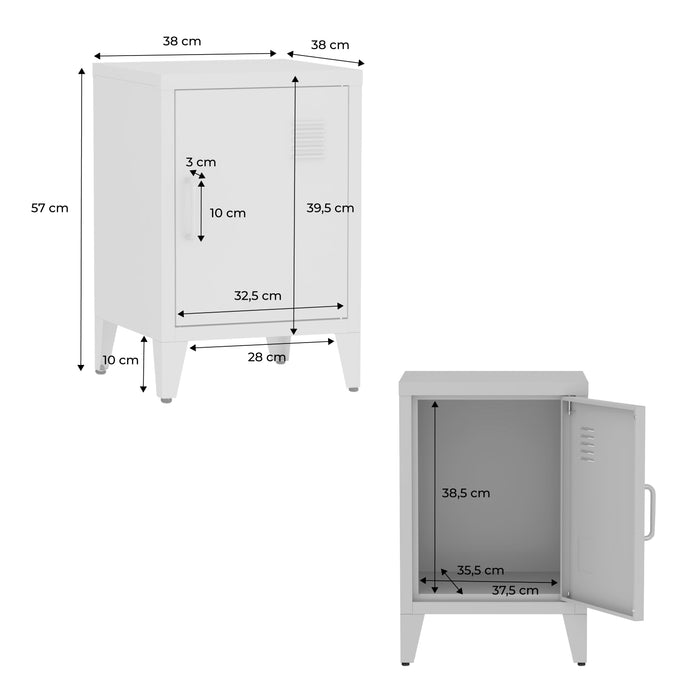 Set di 2 comodini industriali, 1 anta, lilas
