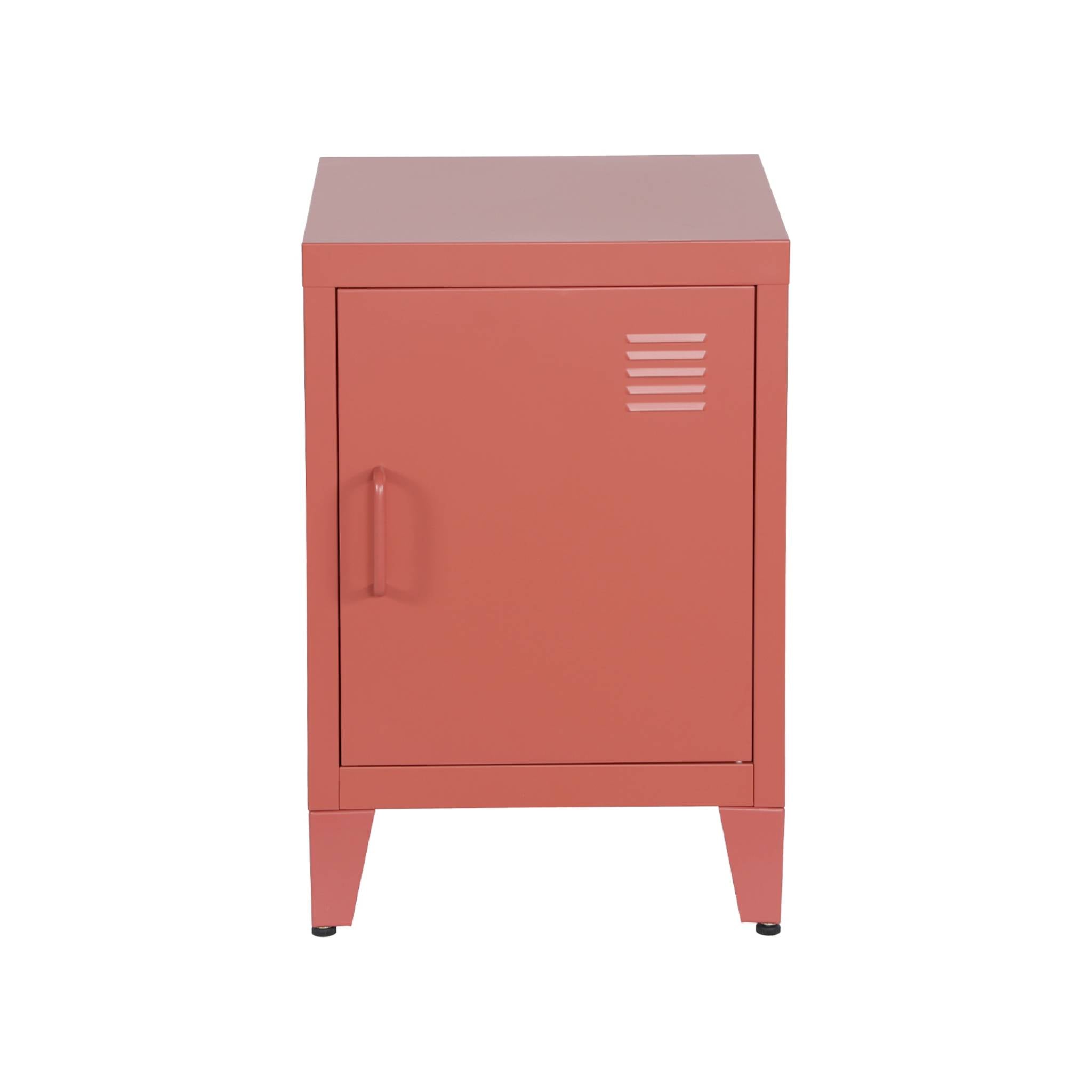 Set di 2 comodini industriali, 1 anta, terracotta