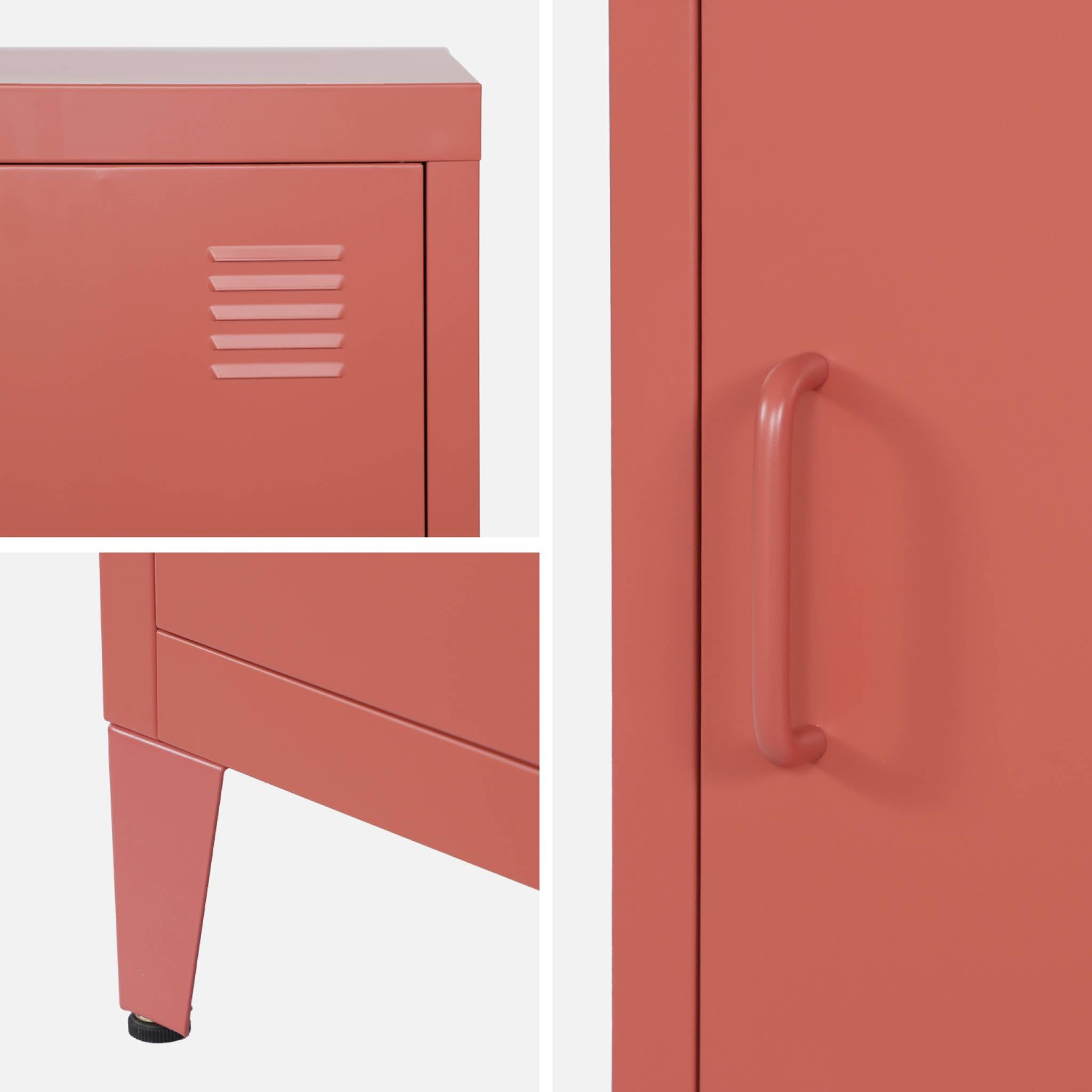 Set di 2 comodini industriali, 1 anta, terracotta