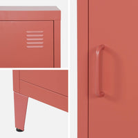 Set di 2 comodini industriali, 1 anta, terracotta