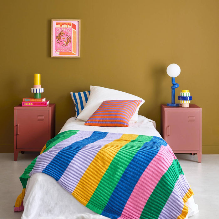 Set di 2 comodini industriali, 1 anta, terracotta