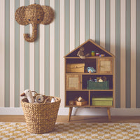 Libreria per bambini effetto legno e canna, 7 scomparti, marrone