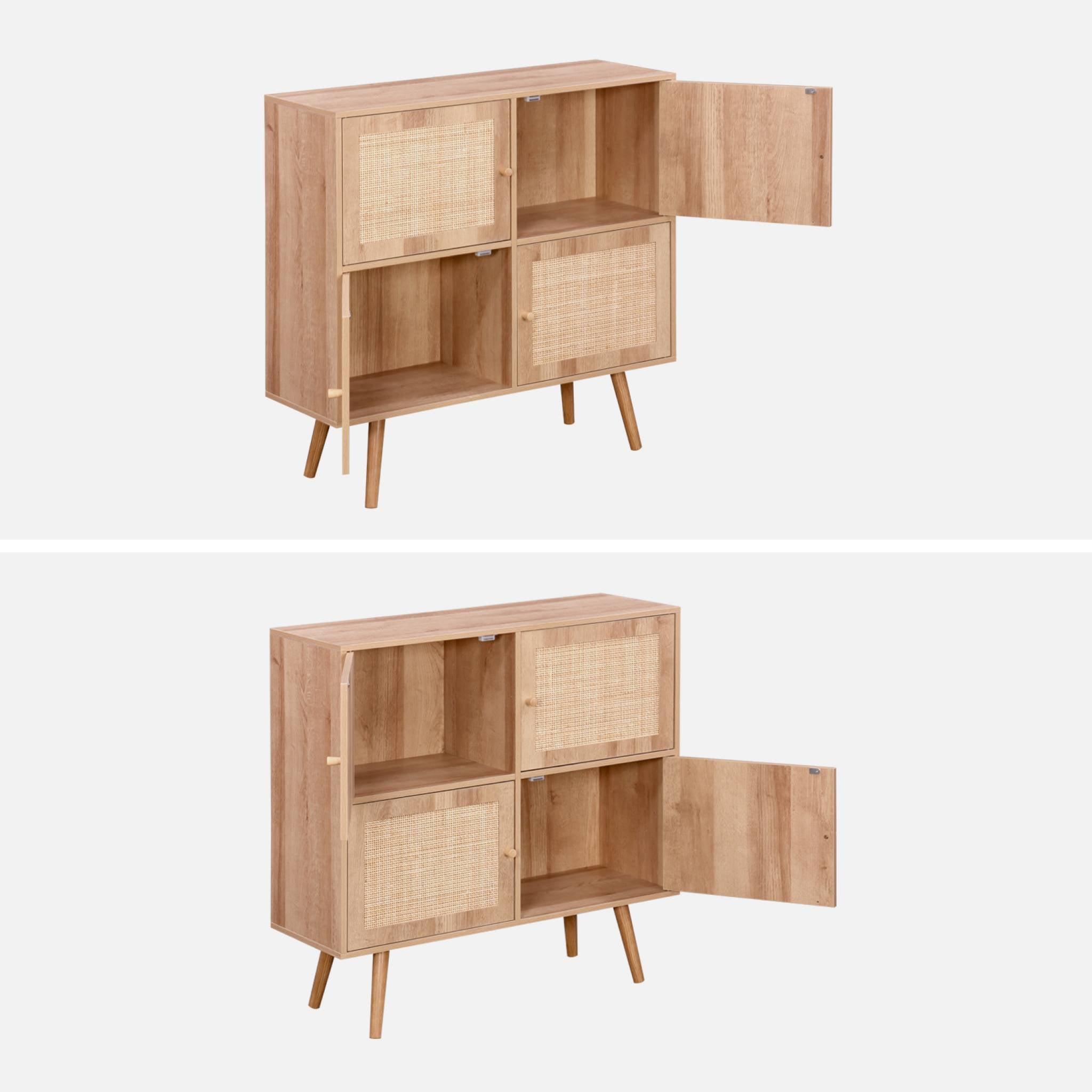 Cassettiera per bambini a 4 ante effetto legno, marrone naturale