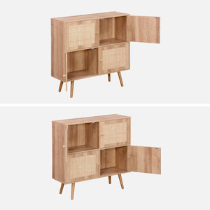 Cassettiera per bambini a 4 ante effetto legno, marrone naturale