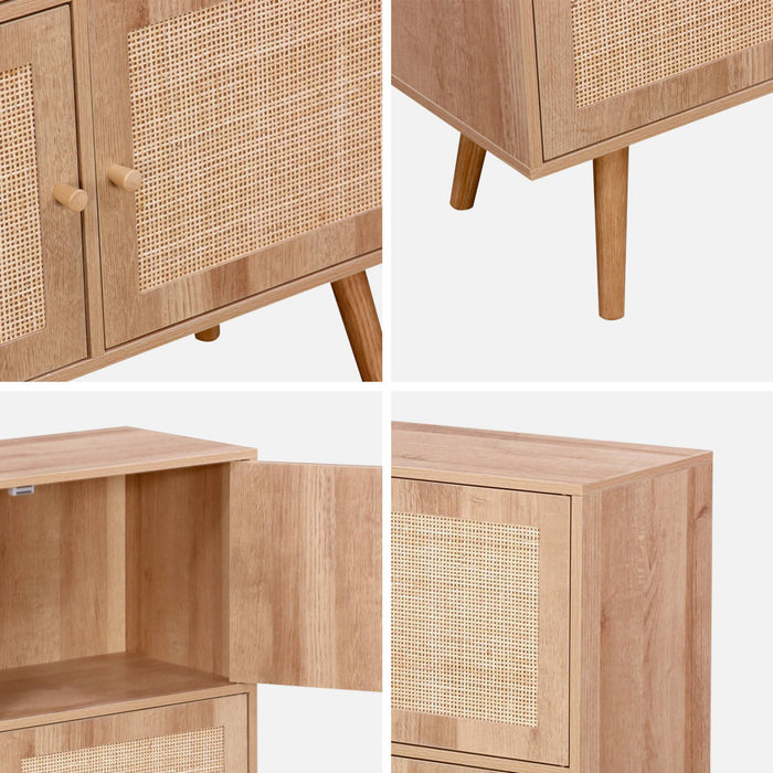 Cassettiera per bambini a 4 ante effetto legno, marrone naturale