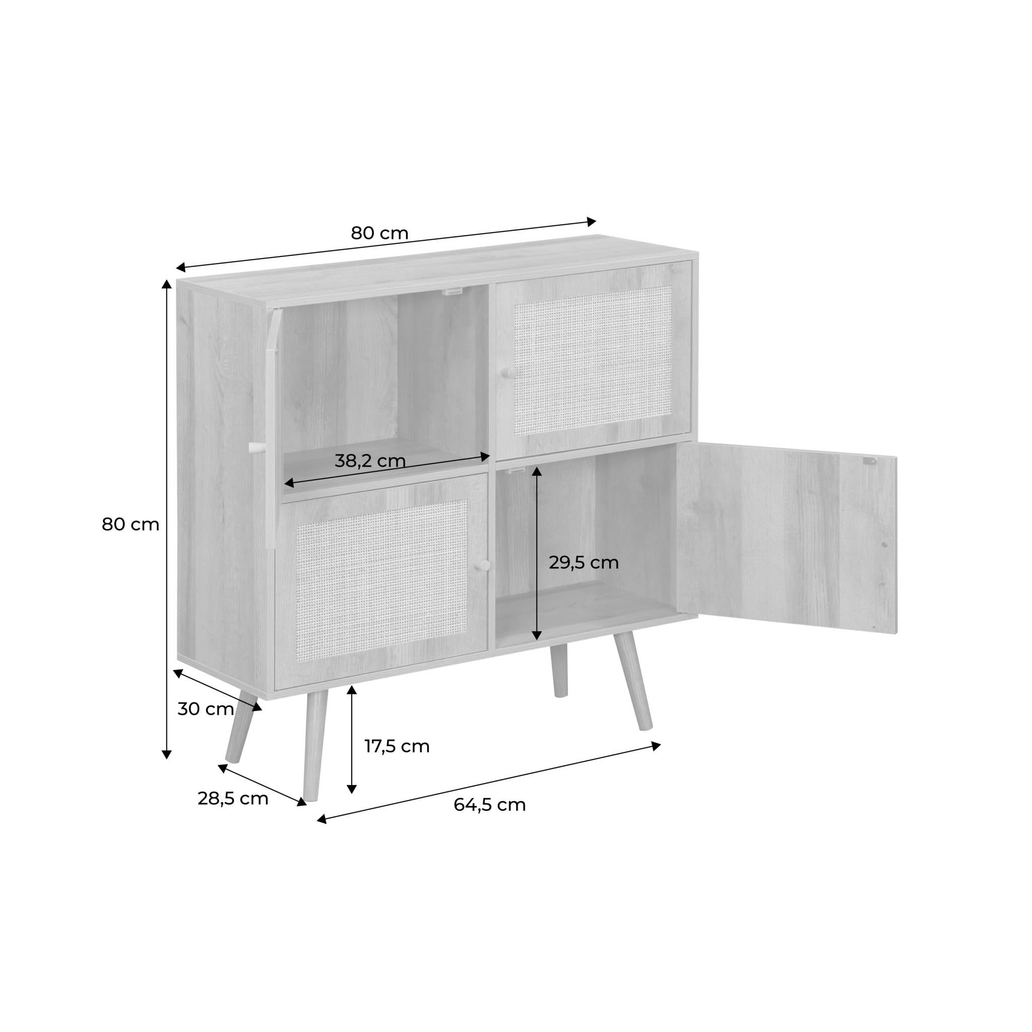 Cassettiera per bambini a 4 ante effetto legno, marrone naturale