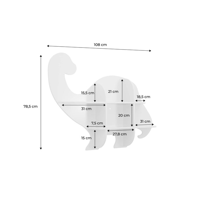 Mensola a muro dinosauro 5 spazi di stoccaggio, verde