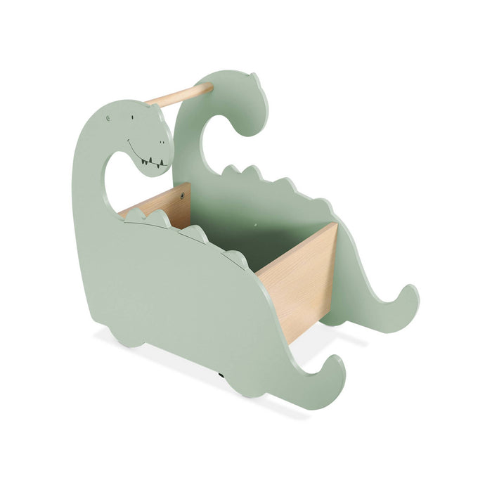 Scatola portagiochi con ruote per bambini dinosauri, verde