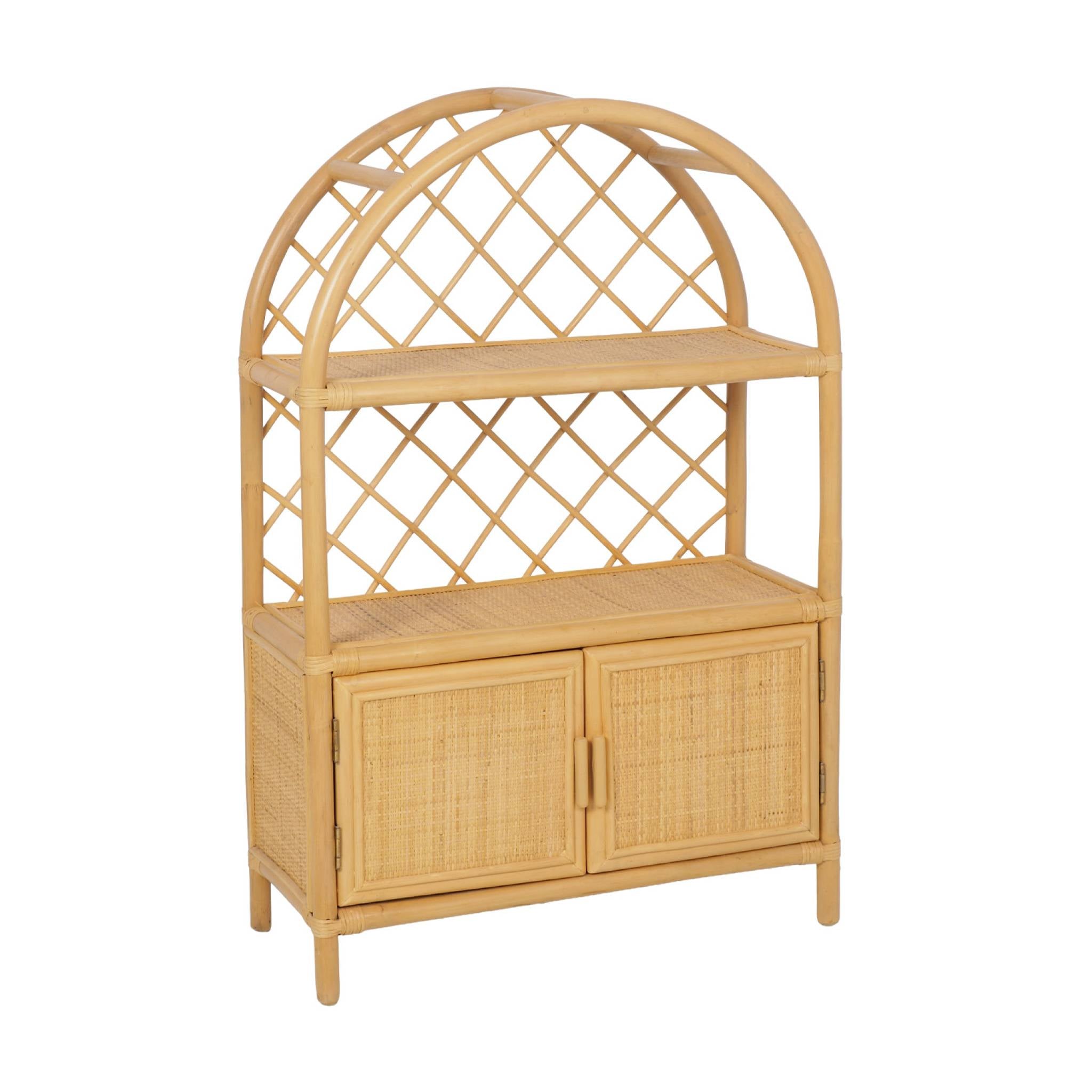 Libreria per bambini esotica in rattan naturale, rattan naturale