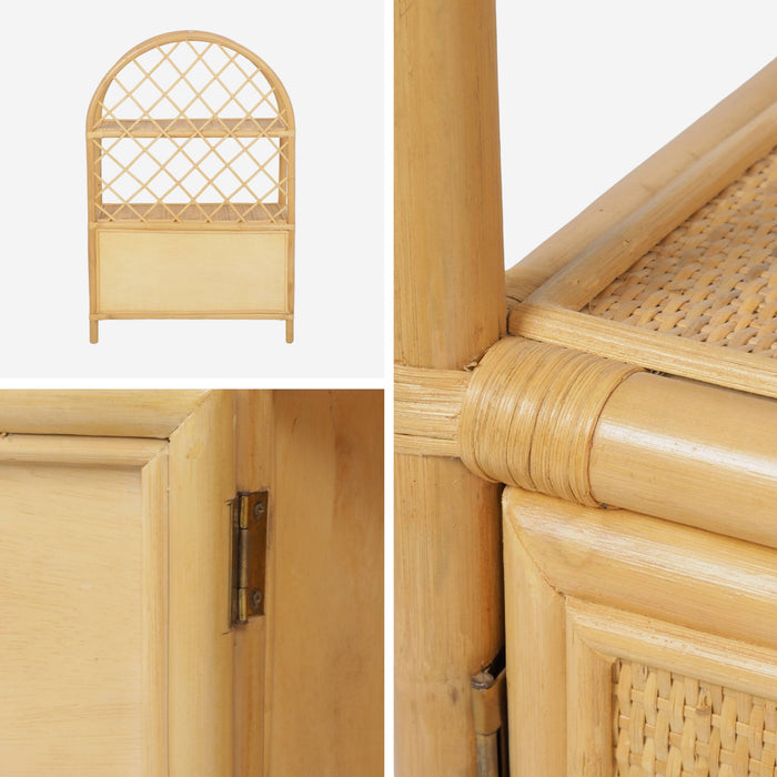 Libreria per bambini esotica in rattan naturale, rattan naturale