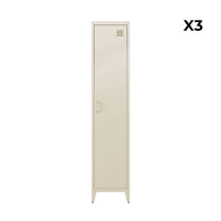 Set di 3 armadi camera industriale, 4 vani, beige