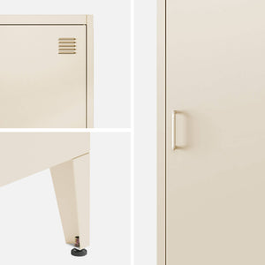 Set di 3 armadi camera industriale, 4 vani, beige