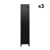 Set di 3 armadi da camera in metallo, 4 vani portaoggetti, nero