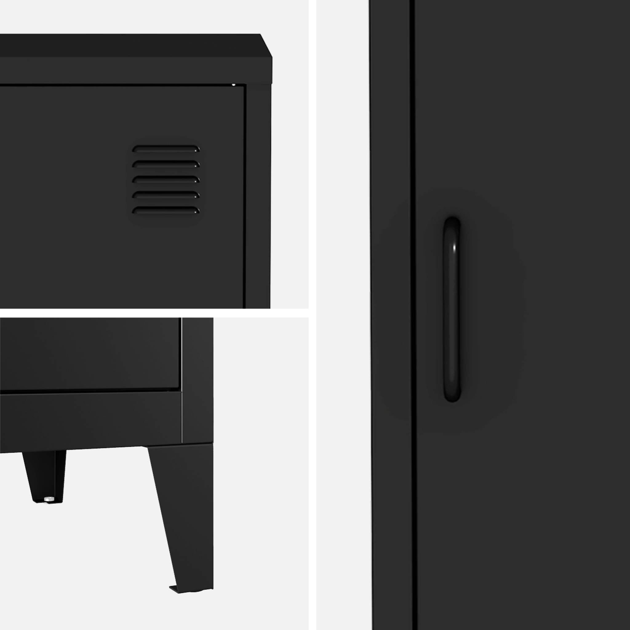 Set di 3 armadi da camera in metallo, 4 vani portaoggetti, nero