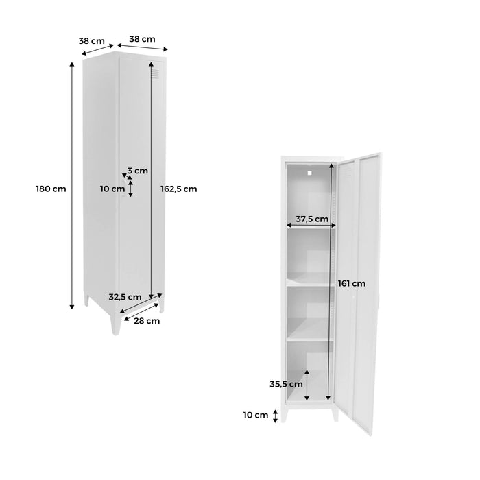 Set di 3 armadi da camera in metallo, 4 vani portaoggetti, nero