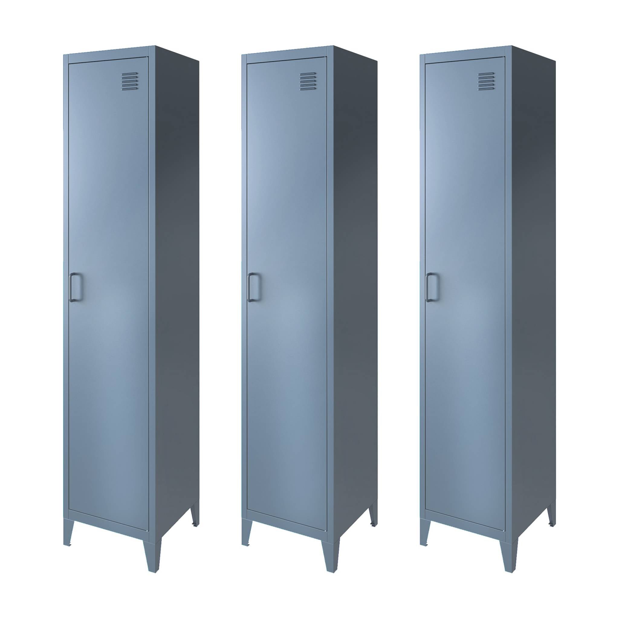 Set di 3 armadi da camera in metallo, 4 vani portaoggetti