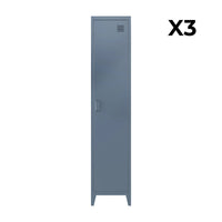 Set di 3 armadi da camera in metallo, 4 vani portaoggetti