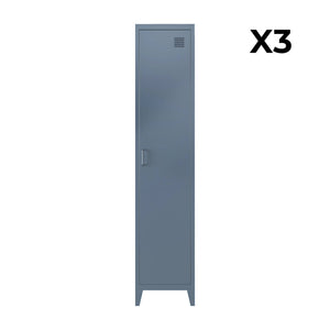 Set di 3 armadi da camera in metallo, 4 vani portaoggetti