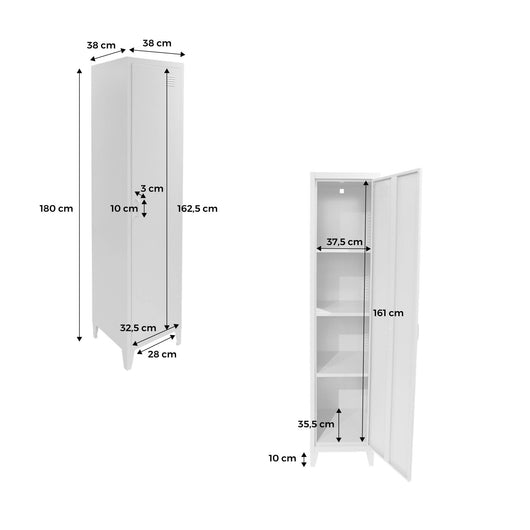 Set di 3 armadi da camera in metallo, 4 vani portaoggetti