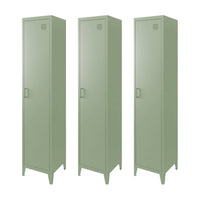 Set di 3 armadi da camera in metallo, 4 vani portaoggetti, verde