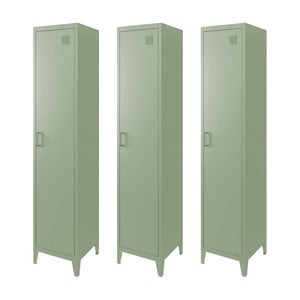 Set di 3 armadi da camera in metallo, 4 vani portaoggetti, verde