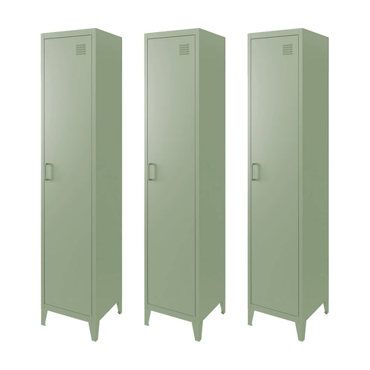 Set di 3 armadi da camera in metallo, 4 vani portaoggetti, verde