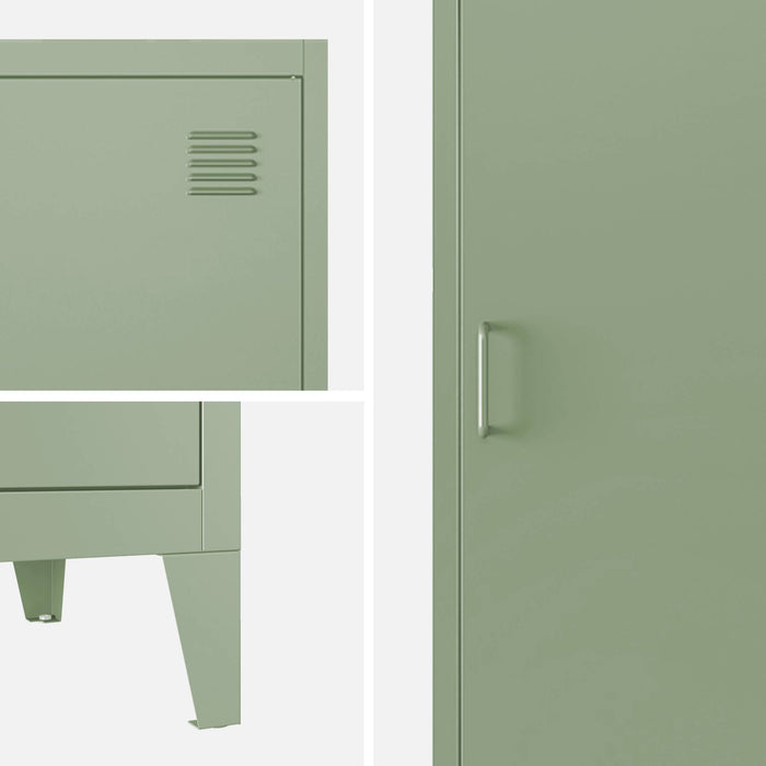 Set di 3 armadi da camera in metallo, 4 vani portaoggetti, verde