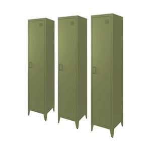 Set di 3 armadi camera industriale, 4 vani, verde kaki