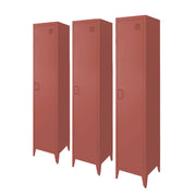 Set di 3 armadi camera industriale, 4 vani, terracotta
