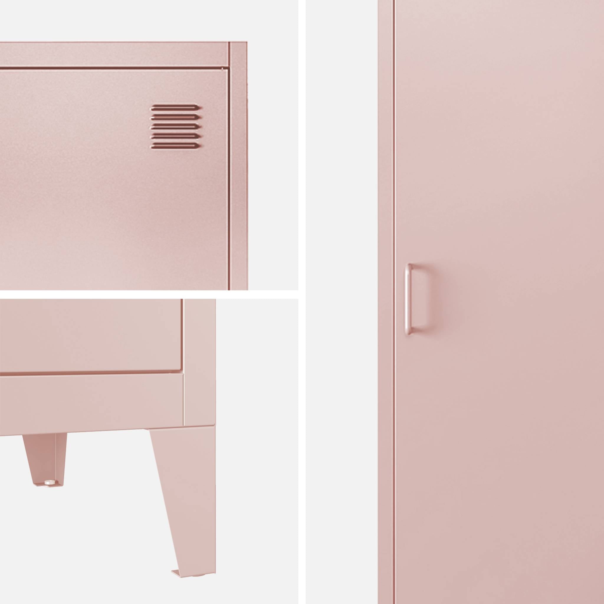 Armadio in metallo, 3 ripiani, rosa