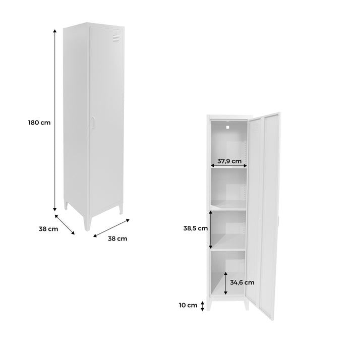 Armadio in metallo, 3 ripiani, rosa
