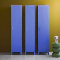 Set di 3 armadi camera industriale, 4 vani, blu