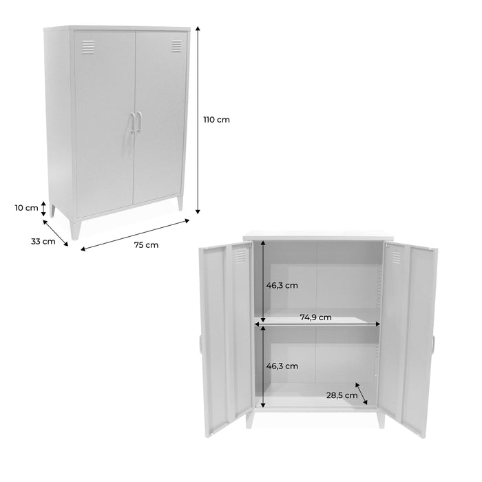 Cassettiera/armadio industriale metallo 2 ante, beige