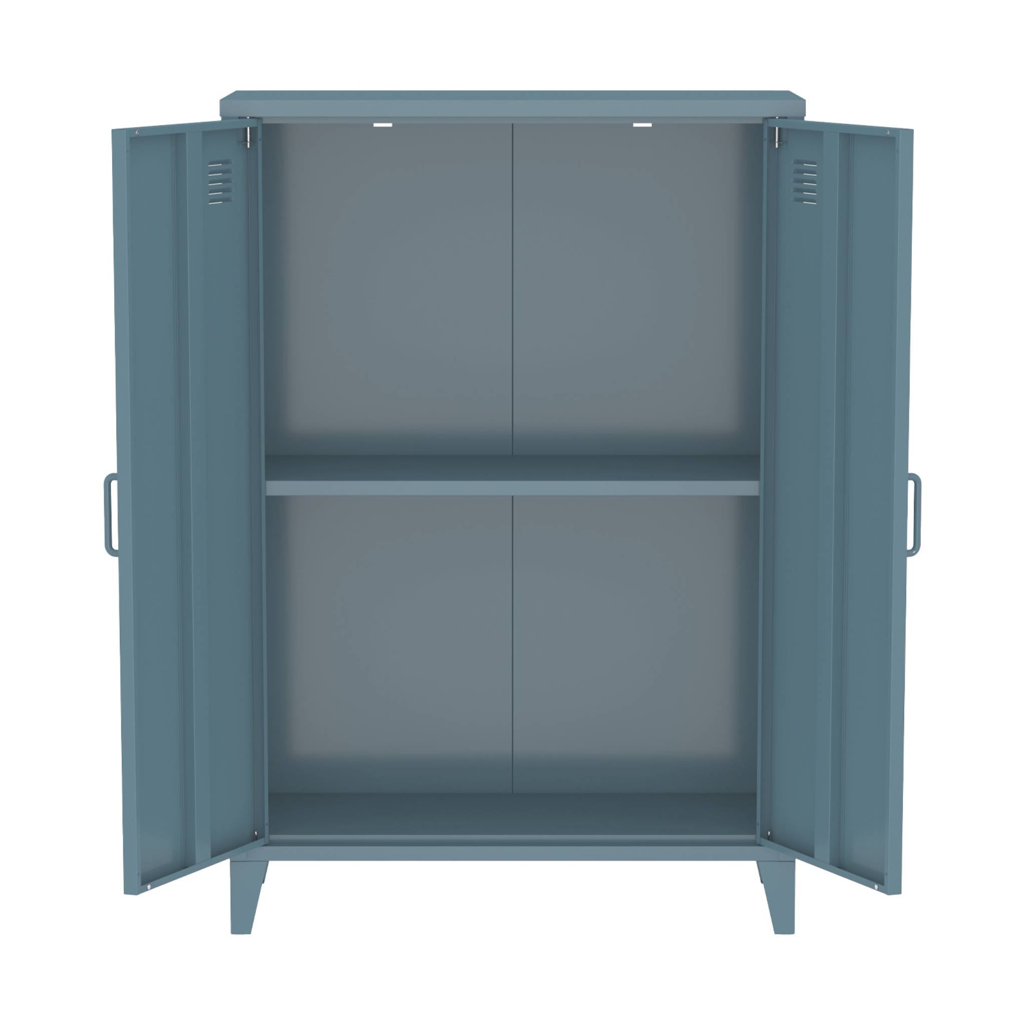 Cassettiera/armadio industriale metallo 2 ante, blu grigio