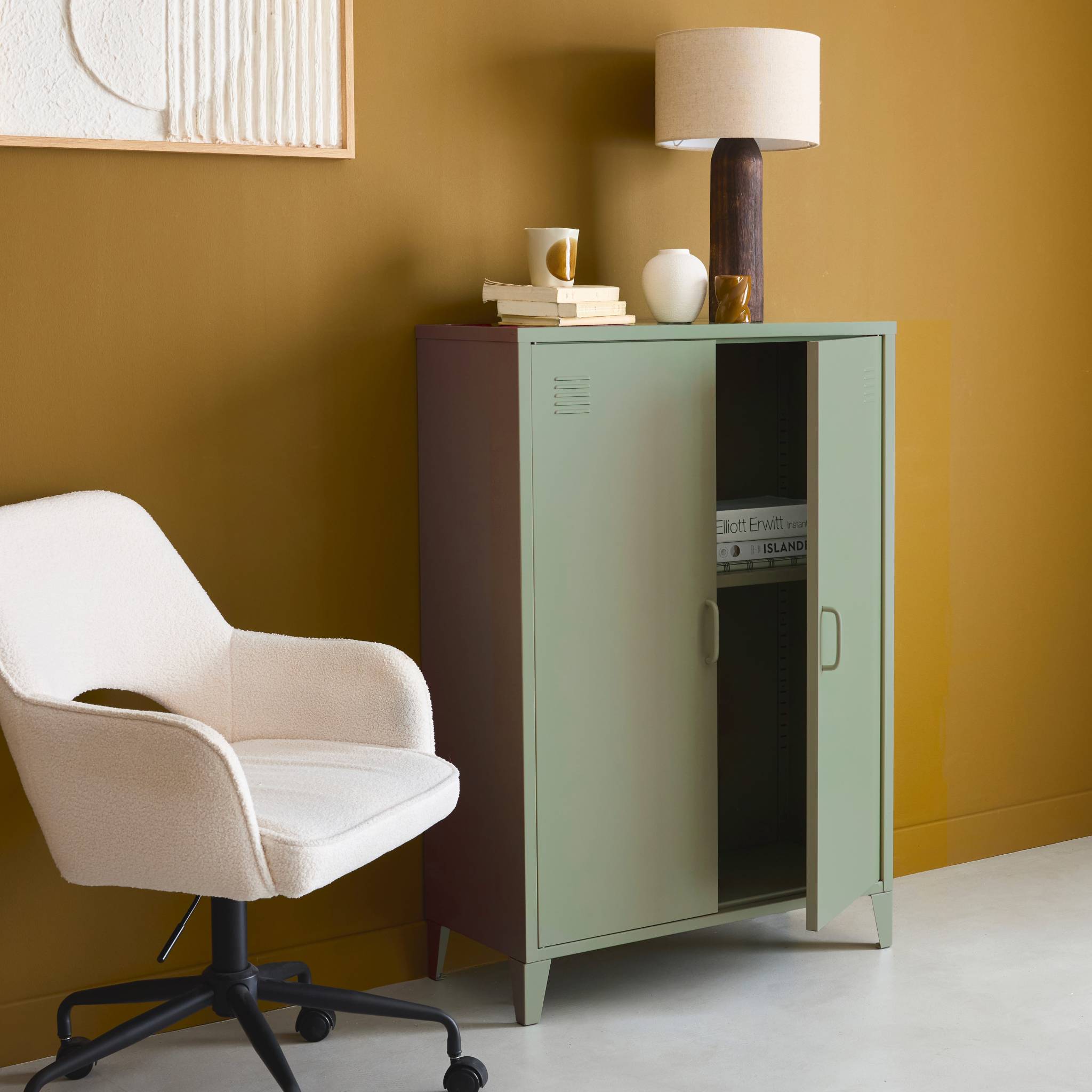 Cassettiera/armadio industriale in metallo 2 porte, verde