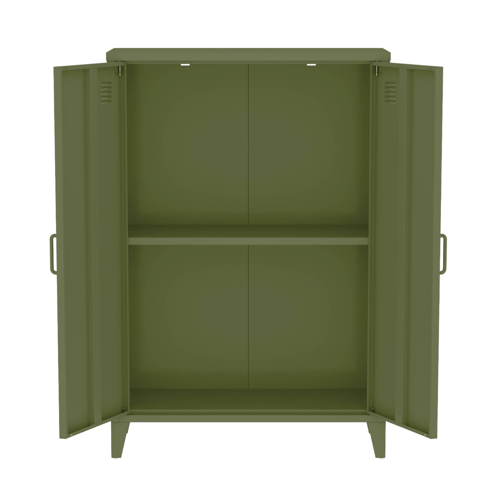 Cassettiera/armadio industriale metallo 2 ante, verde kaki