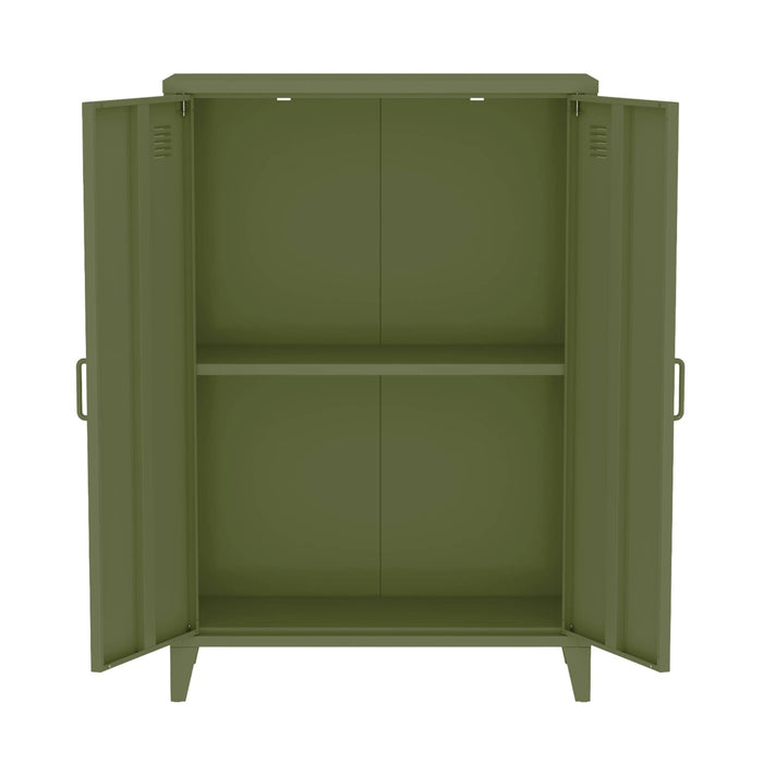 Cassettiera/armadio industriale metallo 2 ante, verde kaki