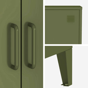 Cassettiera/armadio industriale metallo 2 ante, verde kaki