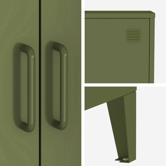 Cassettiera/armadio industriale metallo 2 ante, verde kaki
