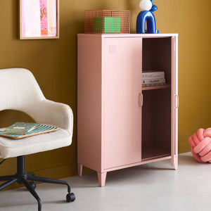 Cassettiera/armadio industriale metallo 2 ante, rosa