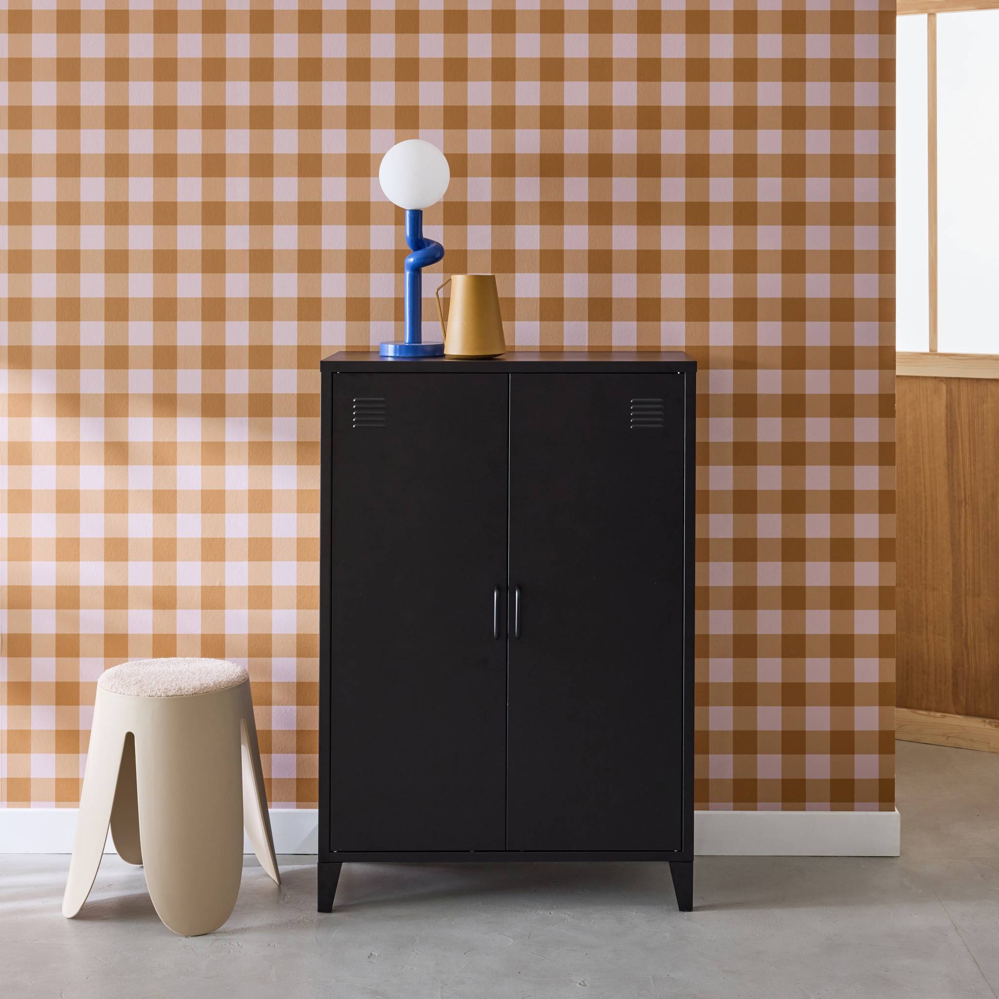 Cassettiera/armadio industriale metallo 2 ante, nero