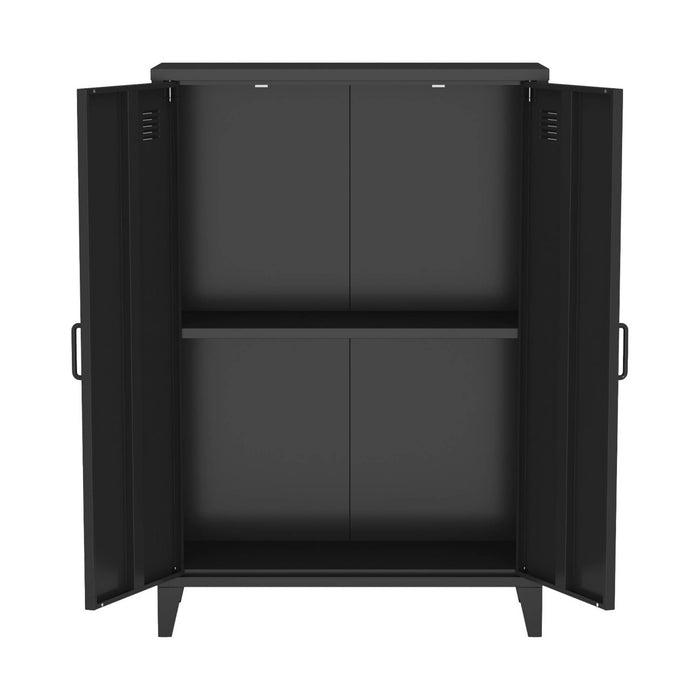 Cassettiera/armadio industriale metallo 2 ante, nero