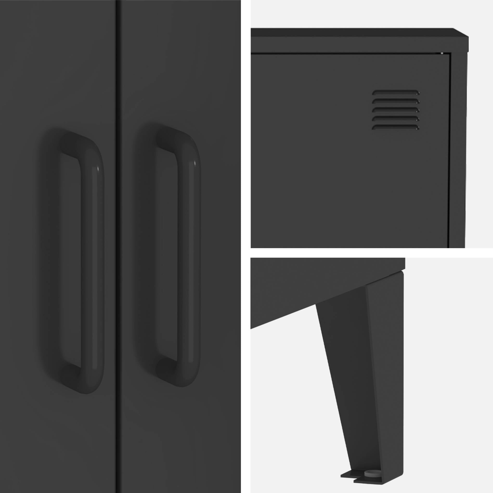 Cassettiera/armadio industriale metallo 2 ante, nero